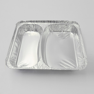 Большая неглубокая посуда из алюминиевой фольги с двумя сетками